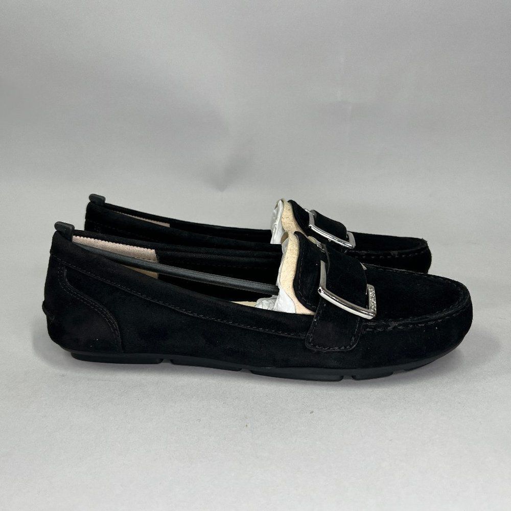 Calvin Klein Loafers Women's Size 5 Lydia Black‎ Suede Buckle Slip On Shoes
